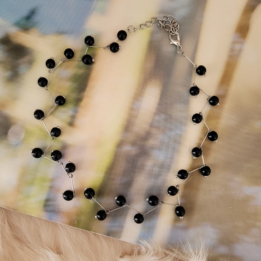 Elegant Black Beaded Necklace